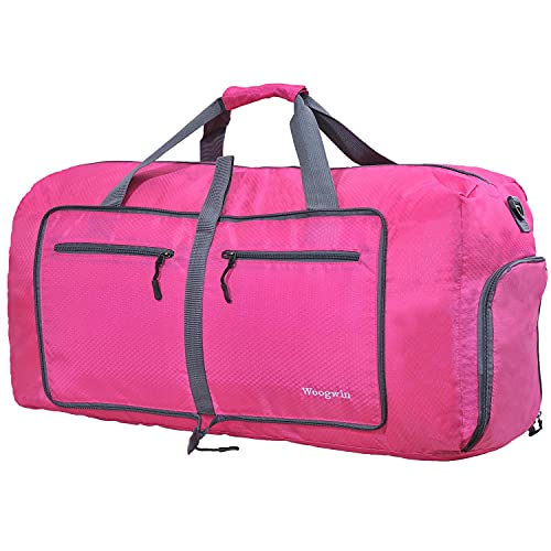 Woogwin Travel Duffel Bag Large Foldable Waterproof Overnight Bag for Beach Swim Bags Pool Sports Gym - color: 60L Rose