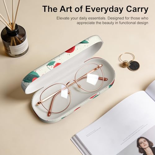 Hard Shell Leather Sunglasses Case,Classic Fashionable Cute Large Glasses Case for Women Men,Sunglass Eyeglasses - color: Cherries