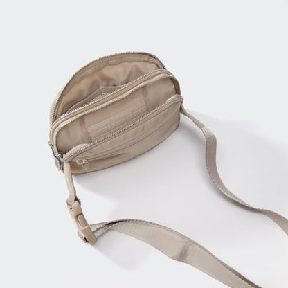 Pander Nylon Fanny Pack Belt Bag for Women with 5 Zipper Pockets - color: Raw Linen