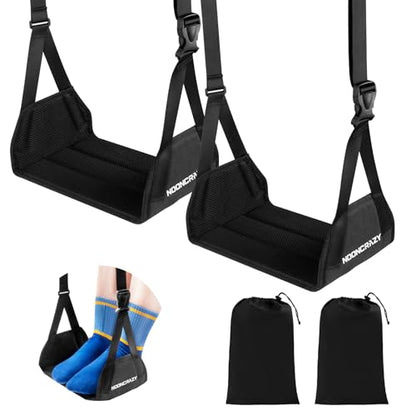 Airplane Foot Fammock, No Collapse Thickened Bamboo Plane Foot Rest Travel - color: 2 Pc Black