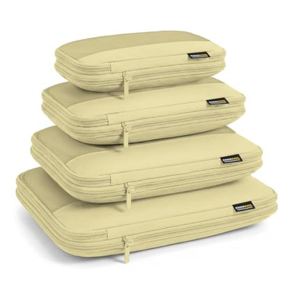 4 Piece Compression Packing Cubes for 3–7 Day Travel, Space Saving Travel Organizers with Breathable Mesh, Double-Zipper Packing Cubes for Carry-On & Suitcases (Yellow) - color: Yellow