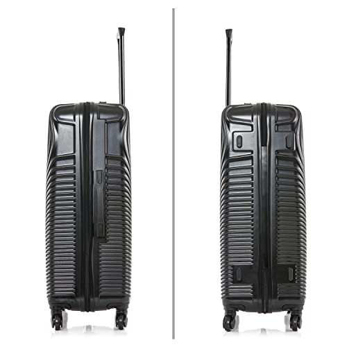 DUKAP INCEPTION Lightweight Hardside Spinner Luggage with Ergonomic Handles, Travel Suitcase with Four Spinner Wheels and Studs, 28-Inch Large Checked Luggage | Black - color: Black, size: 28 Inch