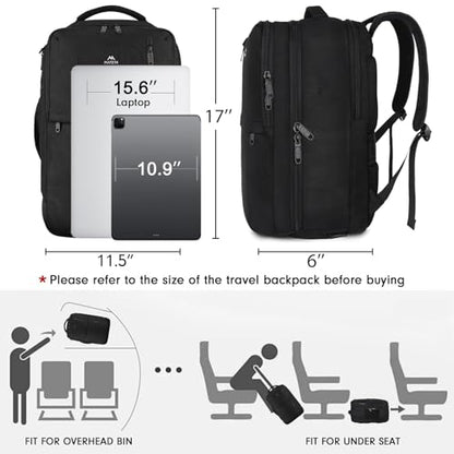 MATEIN Travel Laptop Backpack, Flight Approved Carry on Backpack, Black - color: Black, size: Large