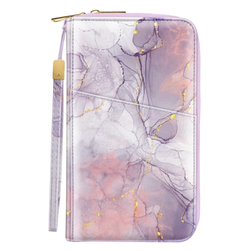 Family Passport Holder Wallet RFID Blocking Document Organizer - color: Smokey Purple