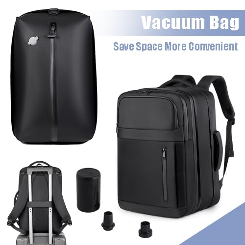 Vacuum-sealed travel computer backpack, Water-Resistant, With vacuum pump, Multiple Compartments, Anti-theft combination lock (jet black)