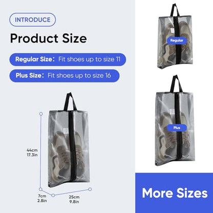 VUSIGN Plus-Sized Travel Shoe Bag, Water-Resistant Shoe Pouch for Gym and Sport, Odor-Resistant Soccer Cleats Bag (Gray, 2-Pack) - size: Plus Size, style: 2 Pc