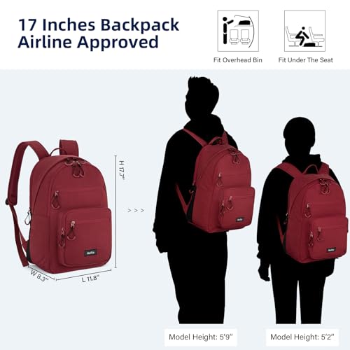 HanTrip 18 Inch Carry on Travel Backpack with Lots of Pockets, Burgundy - color: Burgundy, size: 18 Inch