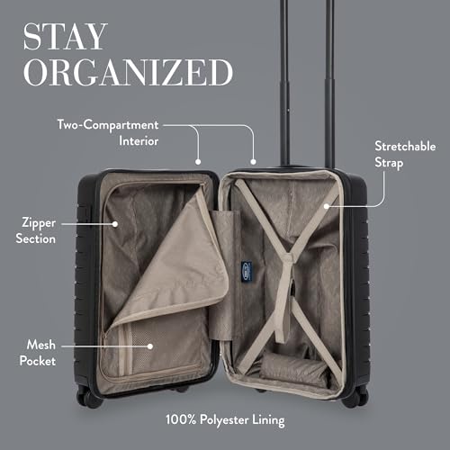 Bric's B|Y Ulisse Carry-On Luggage with Spinner Wheels – Airline Approved Hard Shell Suitcase, TSA Combination Lock & USB Port - Removeable Wash Bag Included - 21 Inch, Black - color: Black, size: Carry-on without front pocket