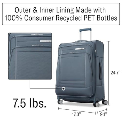 Samsonite UpLIFT Lightweight Medium Checked Softside Luggage with Spinner Wheels - Expandable - Airline-Approved, Polyester Soft Suitcase for Ultra Light Travel - Elemental Blue - color: Elemental Blue, size: Medium Checked