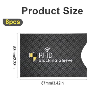 8PCS RFID Blocking Sleeves, Credit Card Protector, Identity Theft Protection Secure Sleeves, RFID Identity Card Protector for Men/Women Smart Slim Design Fits Wallet/Purse