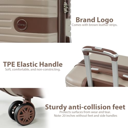 Merax 3-Piece Luggage Set, 20-Inch Carry-On Hardshell Suitcase with Wheels - color: Khaki, size: 3-piece set (20-inch)