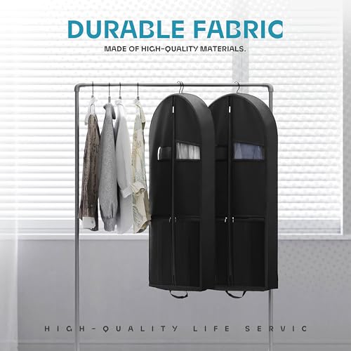 Lazebox 43" Travel Garment Bag with Accessories Zipper Pocket, Heavy Duty Suit Bag for Suits, Tuxedos, Dresses, Coats, Black, 1 pack - size: 43inch-1 pack-Black