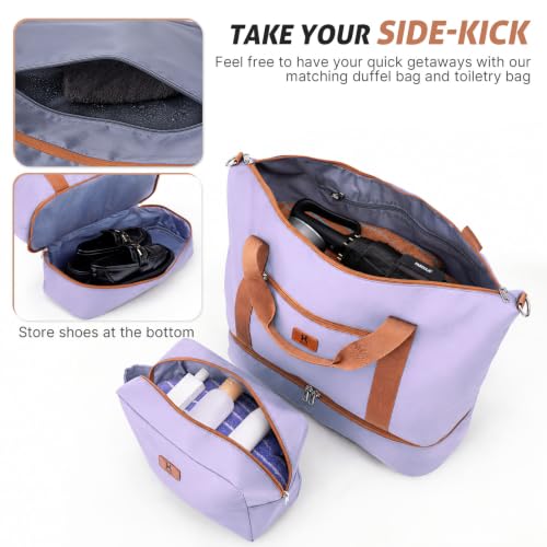 KUNEL Luggage Sets 5 Pcs suitcases with Wheels, 20/24/28Inch, Purple - color: Purple