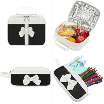 Hey Yoo Back to School Backpack for Girls Backpack with Lunch Box Kids Backpack for School Backpacks for Girls Teens Bookbag (Black) - color: Black