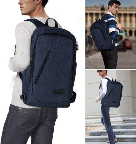 Mancro 17.3 Inch Business Laptop Backpack for Travel Anti-Theft Backpack - color: Blue, size: 17.3 inch