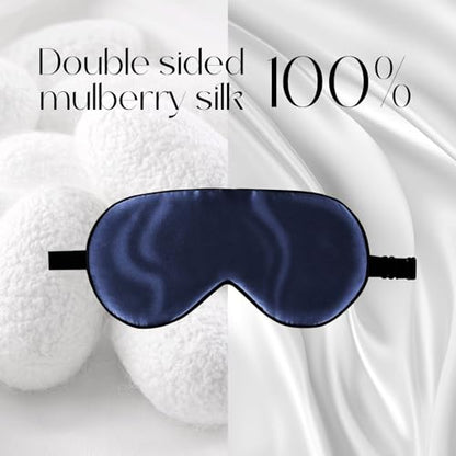 ZIMASILK Adjustable 100% Mulberry Silk Sleep Mask - color: 1 Pack - Navy Blue