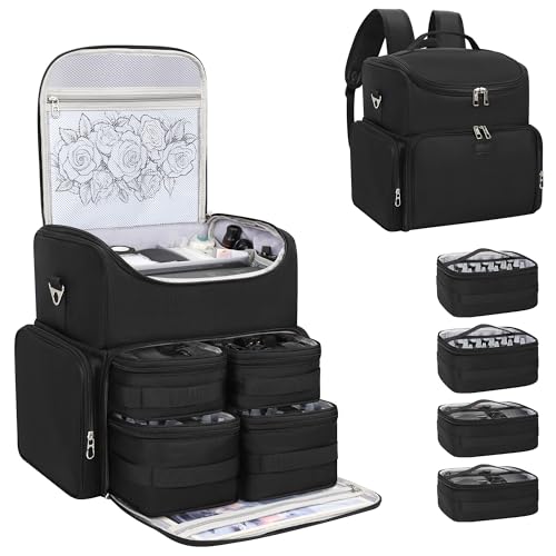Relavel Tattoo Travel Case, Tattoo Backpack with 4 Inner Removable Pouches - color: Black