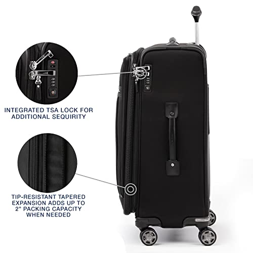 Travelpro Platinum Elite Checked Luggage Spinner, Black, 25-Inch - color: Shadow Black, size: Checked-Medium 25-Inch