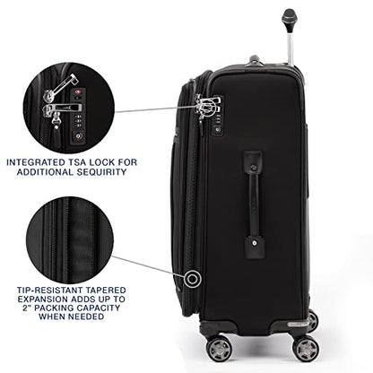 Travelpro Platinum Elite Checked Luggage Spinner, Black, 25-Inch - color: Shadow Black, size: Checked-Medium 25-Inch