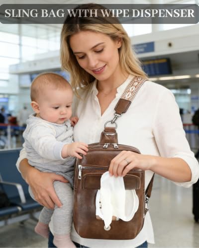 MYHOZEE Mini Diaper Bag Crossbody Small Diaper Bag Purse with Wipes Pocket - color: White and Apricot