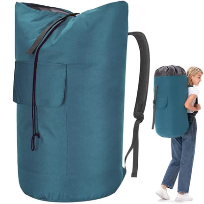Backpack Laundry Bag, 115L Heavy Duty Extra Large College Laundry Backpack, Dirty Clothes Bag with Shoulder Straps, Laundry Hamper Bag with Drawstring Closure for College Dorm, Apartment Teal - color: Teal