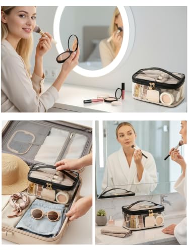 Clear Travel Makeup Bag Cosmetic Bags Waterproof Toiletry Orangizer Black - color: Black