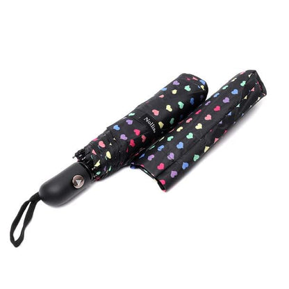 Nollia Compact Travel Umbrella with Auto Open – Windproof Folding Umbrella, Lightweight & Portable for Rain - color: Rainbow Heart