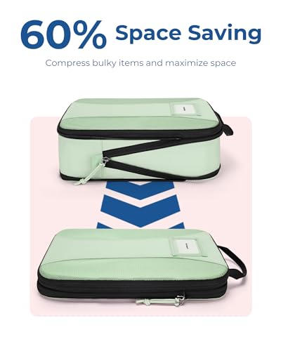 BAGSMART Compression Packing Cubes, Lightweight Travel Essentials - color: Kohlrabi Green, size: 6 Set