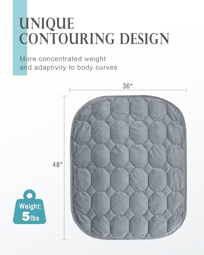 Cottonblue 가중 랩 담요 패드 2.3kg(5파운드) 91.4cm x 121.9cm(36 x 48인치) 성인 청소년용, 아늑한 - color: 회색., size: 36"x48" 5lbs