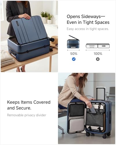 LUGGEX Top Opening Trunk Suitcase Set, Aluminum Frame, Blue, 20" + 26" - color: Blue, size: 20/26 Inch