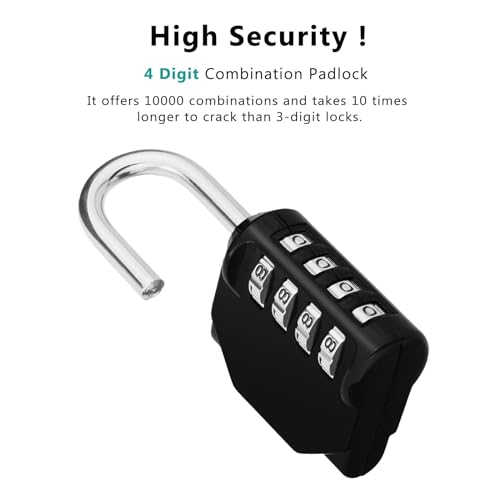 ZHEGE Combination Lock 2 Pack, 4 Digit Outdoor Combo Lock (Black & Sliver) - color: 2P, Black&Sliver, size: 2P