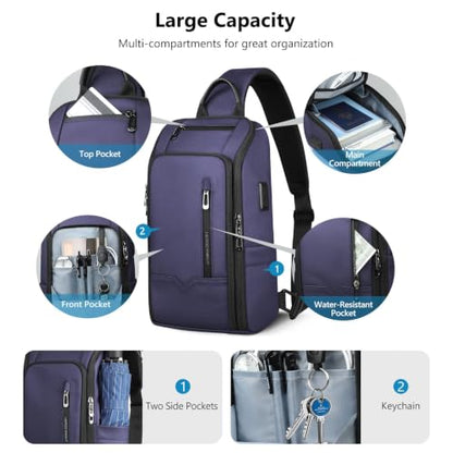 Crossbody Sling Bag for Men, Waterproof Sling Crossbody - color: Blue