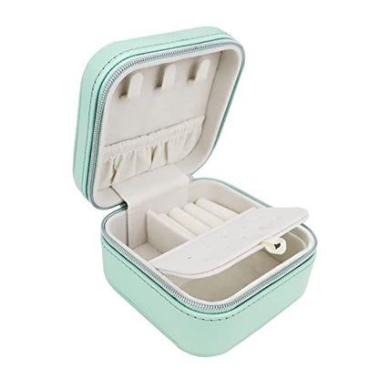 PU Leather Travel Small Portable Mini Travel Jewelry Organizer for Rings Necklaces Earrings and Lipstick Green - color: Green