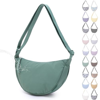 BESMART Small Nylon Crescent Crossbody Bag for Women Men Trendy, Waterproof Crescent Sling, Lightweight Travel Purses - color: Green, size: Small