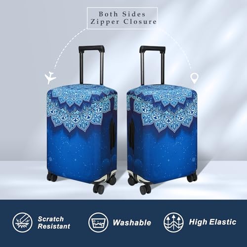 Explore Land Travel Luggage Cover Fits 27-30 inch Case (Blue Violets, L) - color: Blue Violets, size: L