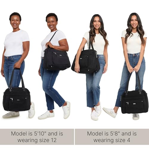 Baggallini Overnight Expandable Laptop Tote with RFID Phone Wristlet - color: Midnight Blossom