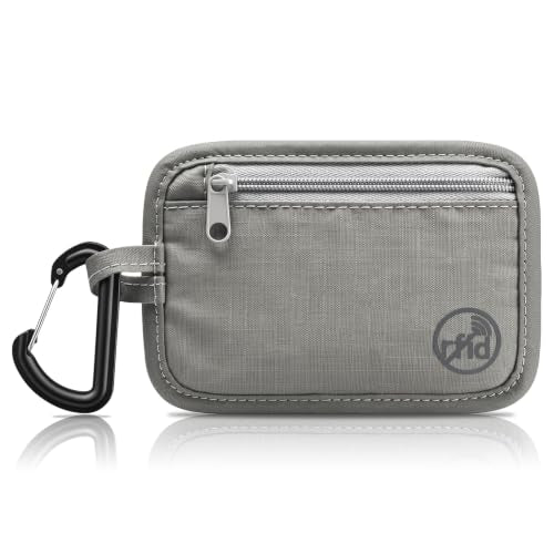 Tipmile RFID Blocking Wallet Slim Money Pouch with Carabiner for Cash Cards