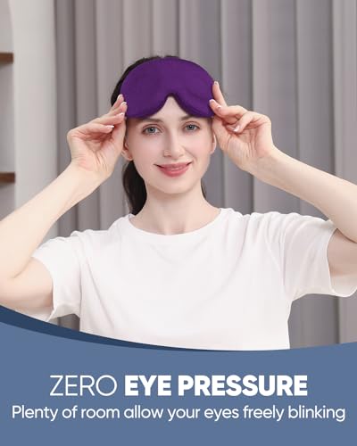 MZOO Luxury Sleep Mask for Women Men Patented Light Blocking Design - color: B-purple