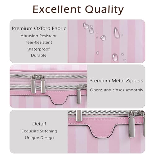 RSRSLEII Waterproof Large Striped Double Layer Travel Makeup Bag(1Top Open) - color: 01Top Open