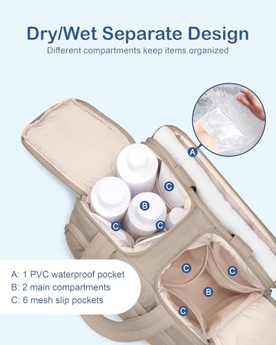 TOPDesign Travel Toiletry Bag, Puffer Makeup Organizer with Compartments - color: Camel