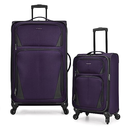 U.S. Traveler Aviron Bay Expandable Softside Luggage with Spinner Wheels, Purple, 2-Piece Set - color: Purple, size: 2-Piece Set