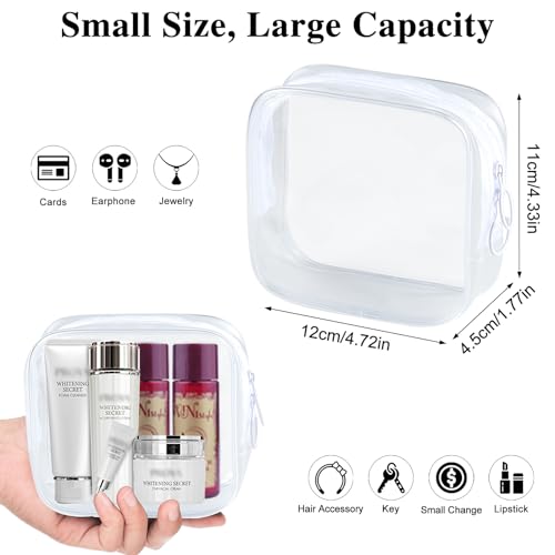 PLULON Small Clear Travel Toiletry Bag - TSA Approved Mini Make Up Zipper Pouch Cosmetic Bag for Women & Men's Purse Essentials - color: Black, White
