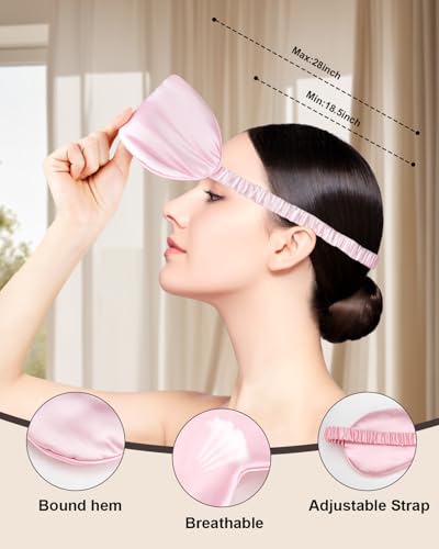 IEKEODI 2 Pack Silk Sleep Masks, Light Blocking Eye Masks, Pink & Pink - color: Pink+pink