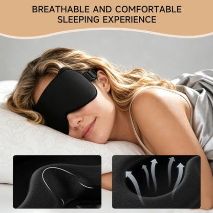 3D Blackout Sleep Mask, Memory Foam Eye Cover for Travel - color: Black