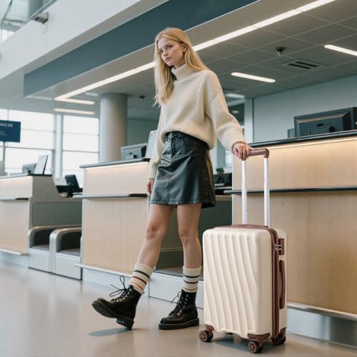 Carry on Luggage Sets 22x14x9 Airline Approved (White, 20"/DB/TB) - color: Beige, size: 3 Piece Sets (20/DB/TB)
