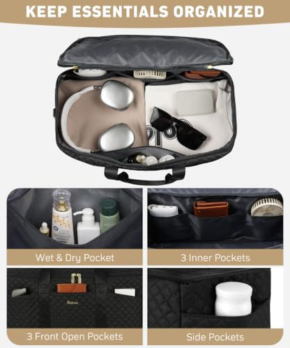 Overnight Bags for Women Travel Duffel: Weekender Bag with Shoe Compartment - color: 01-Black