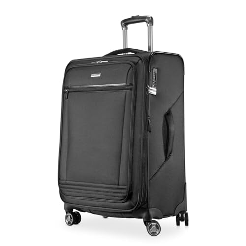 Ricardo Beverly Hills Avalon Softside Medium Check-In Luggage Made with Sustainable 100% Recycled PET (rPET), Lightweight, Eco-Friendly Travel, Expandable, Dual Spinner Wheels, Black, 24-inch - color: Black, size: 24-inch