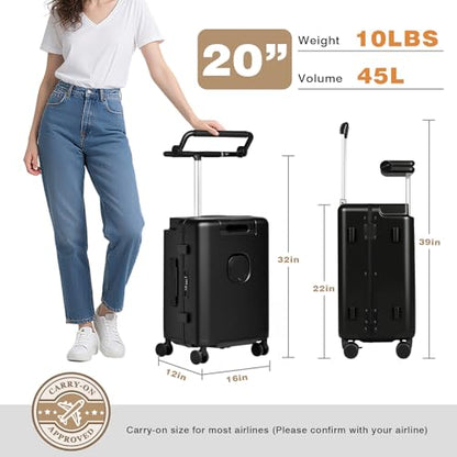 smilesun 20" Kids Ride On Suitcase with Adjustable Fence, Luggage with Seat - color: Black with Fence, size: 20"