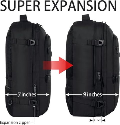 Vancropak Carry on Backpack for Airplanes, 45L Expandable Travel Backpack - color: A-black, size: XX-Large