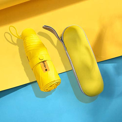 Mini Travel Umbrella with Umbrella Case - color: Yellow